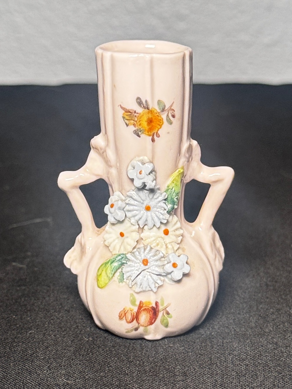 Vintage German Miniature Porcelain Bud Vases Set of 5 Applied 3D Floral Accents - Picture 11 of 14